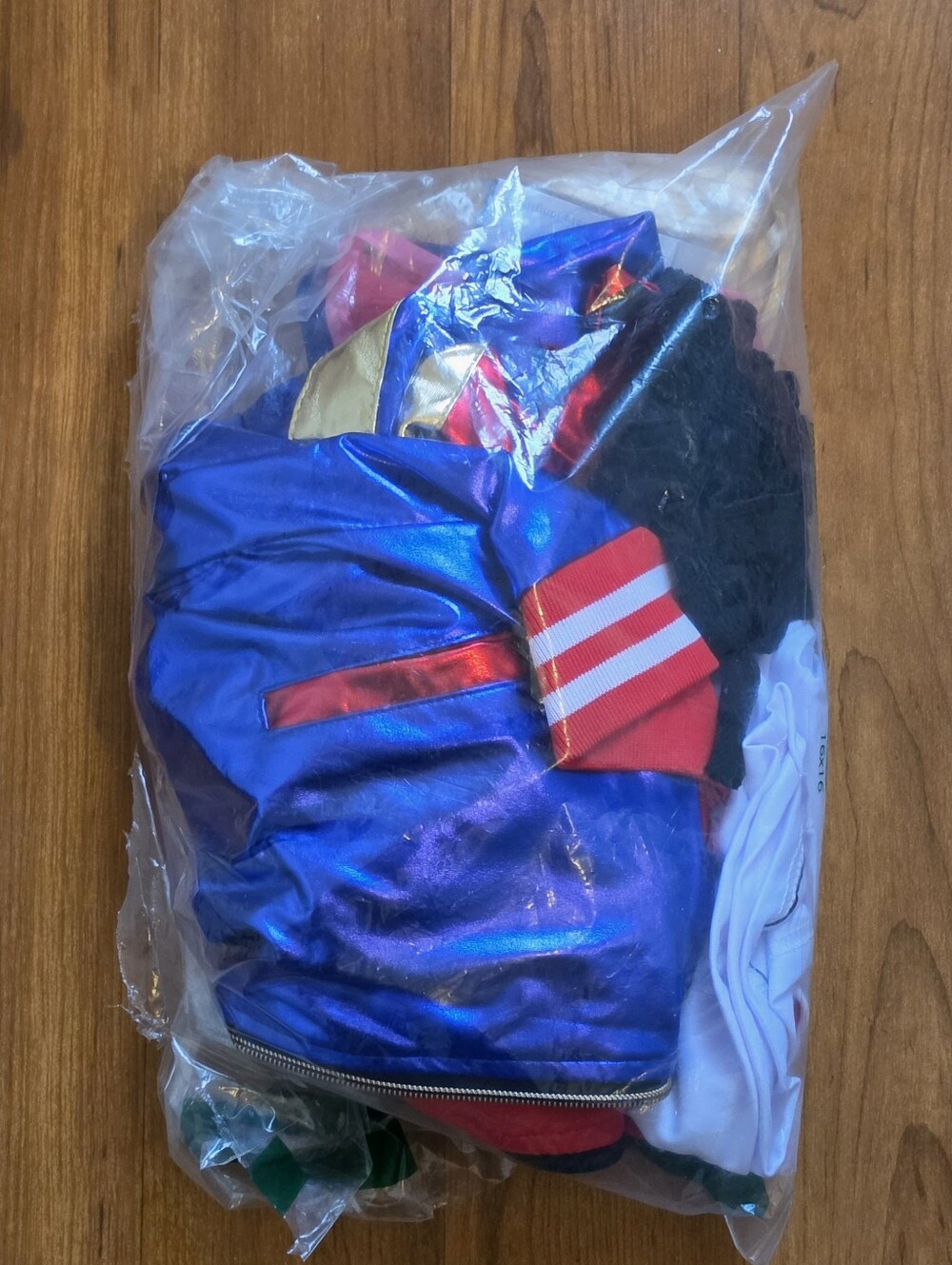 Harlequin Two-Tone Red & Blue Girls Costume. - Picture 2 of 3